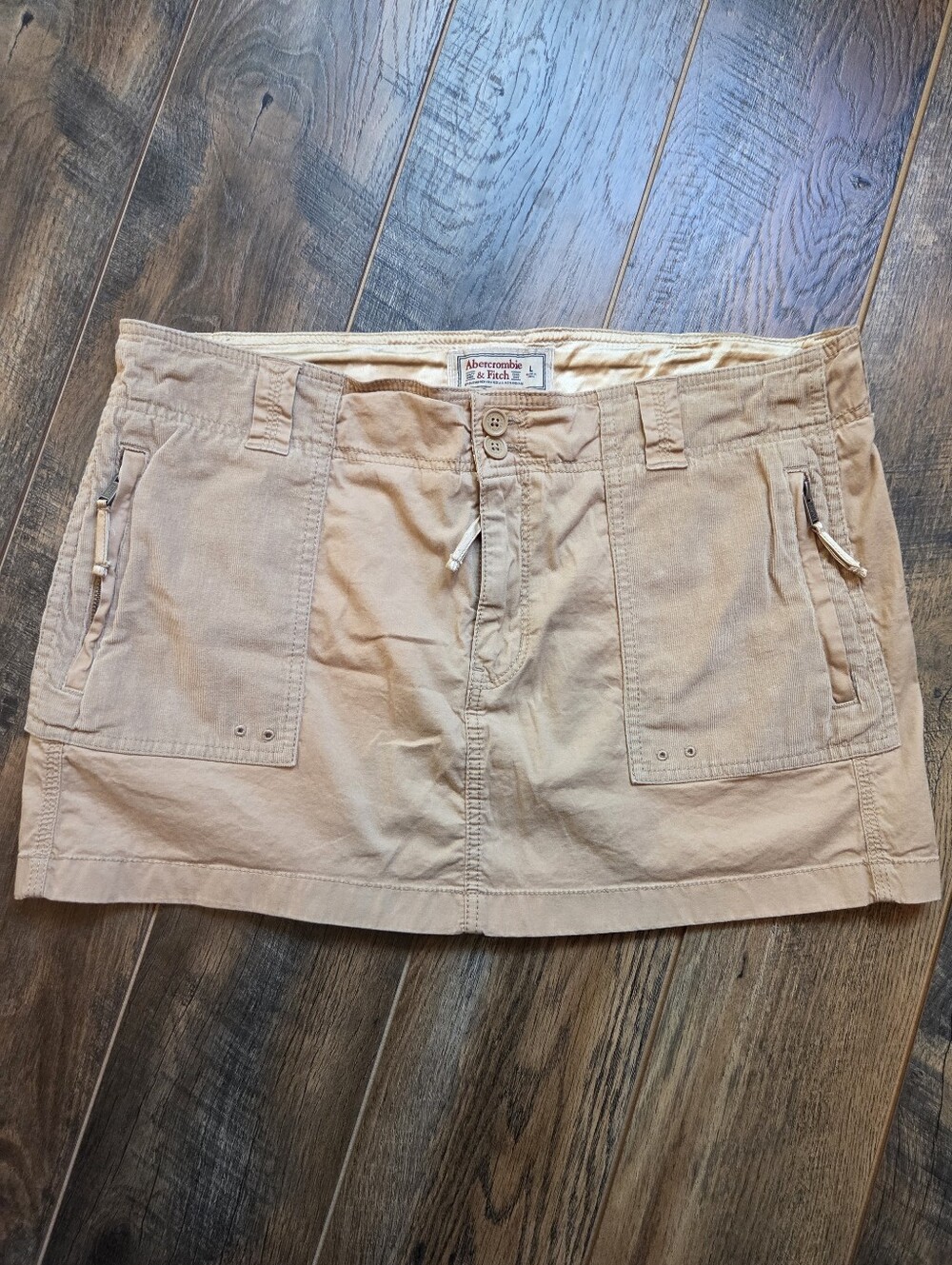 Abercrombie & Fitch Vintage Cargo Mini Skirt Khaki Cotton Utility Skirt L Y2K
